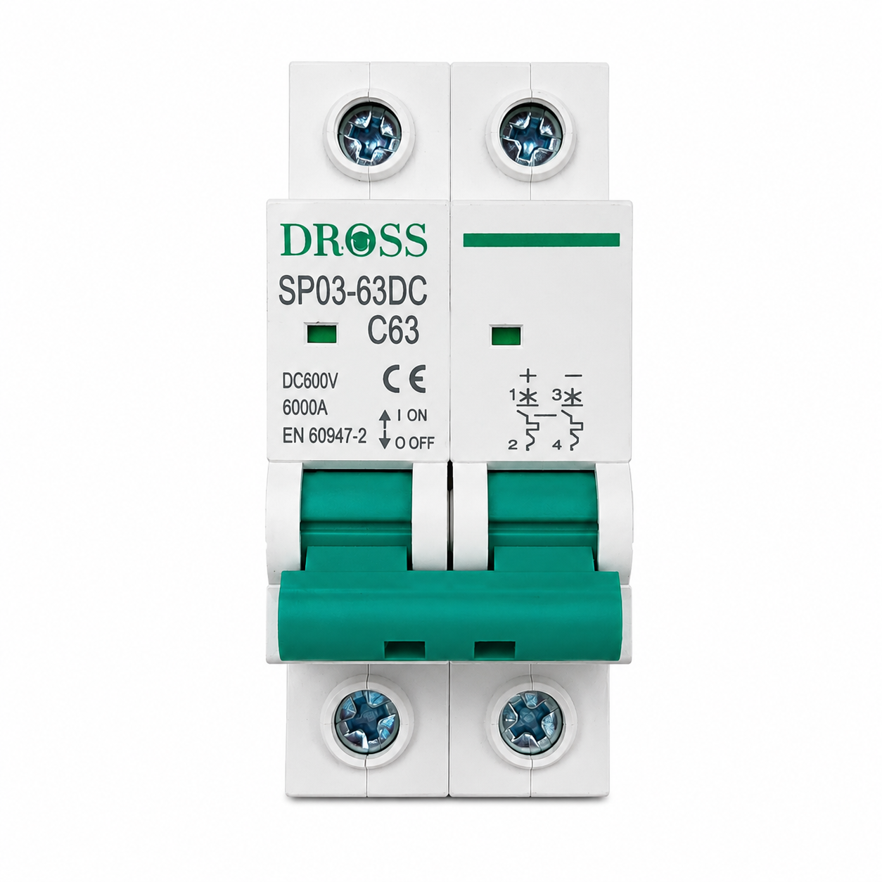 DROSS DC MCB 63A 2 Pole 600V – Solar DC Circuit Breaker
