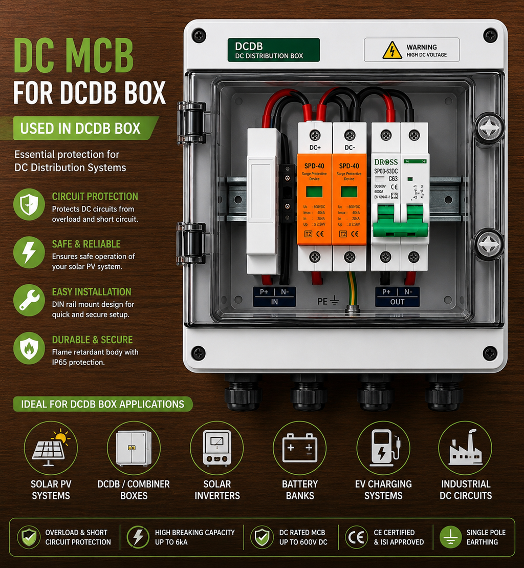 DROSS DC MCB 63A 2 Pole 600V – Solar DC Circuit Breaker