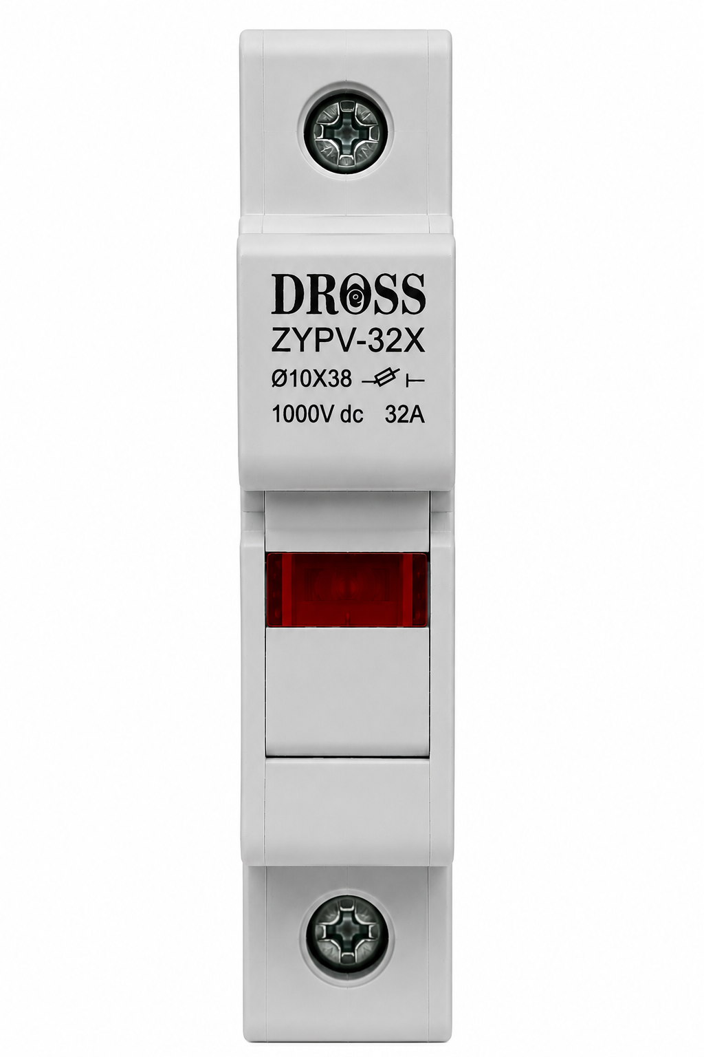 DROSS ZYPV-32X Solar PV Fuse Holder 32A 1000V DC – 10×38mm DIN Rail