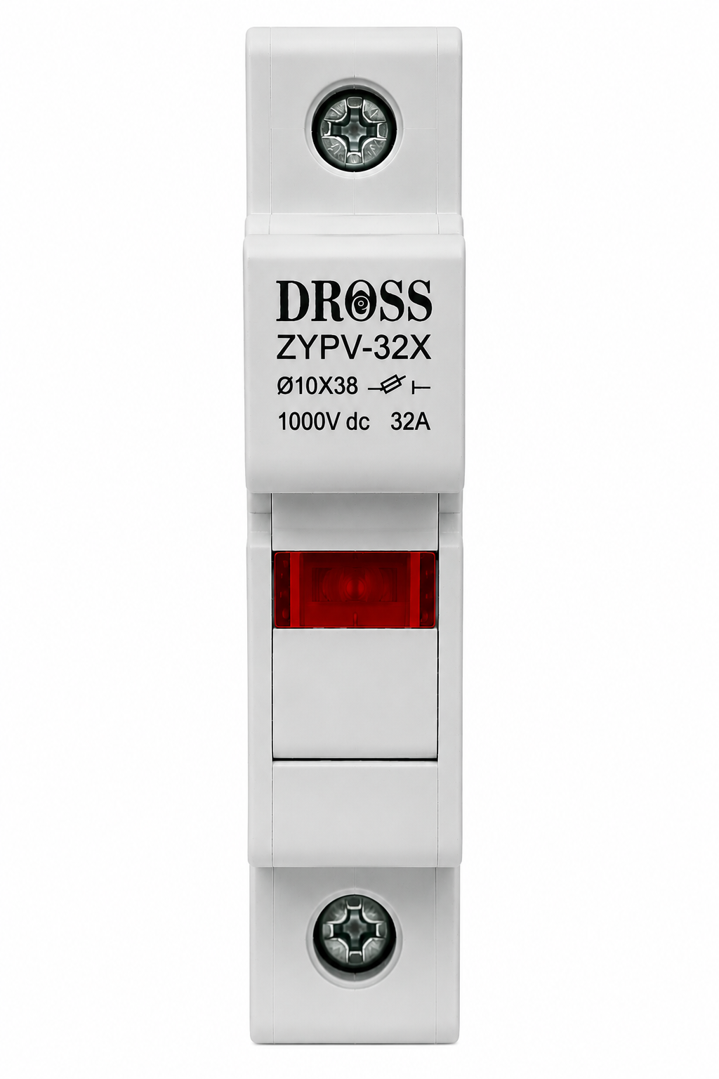 DROSS ZYPV-32X Solar PV Fuse Holder 32A 1000V DC – 10×38mm DIN Rail