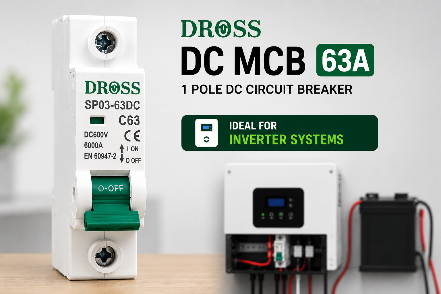 DROSS DC MCB 63A 1 Pole 600V – Solar DC Circuit Breaker