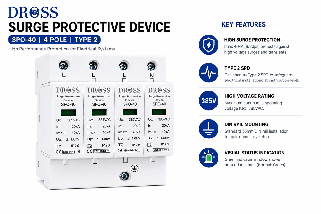 DROSS AC SPD 4 Pole Surge Protective Device