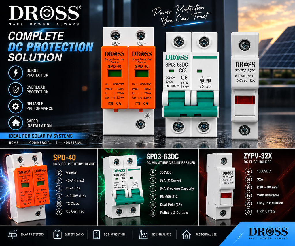 DROSS Solar Protection Combo: DC SPD + DC MCB + Fuse Holder