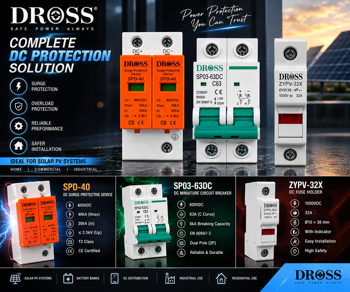 DROSS Solar Protection Combo: DC SPD + DC MCB + Fuse Holder