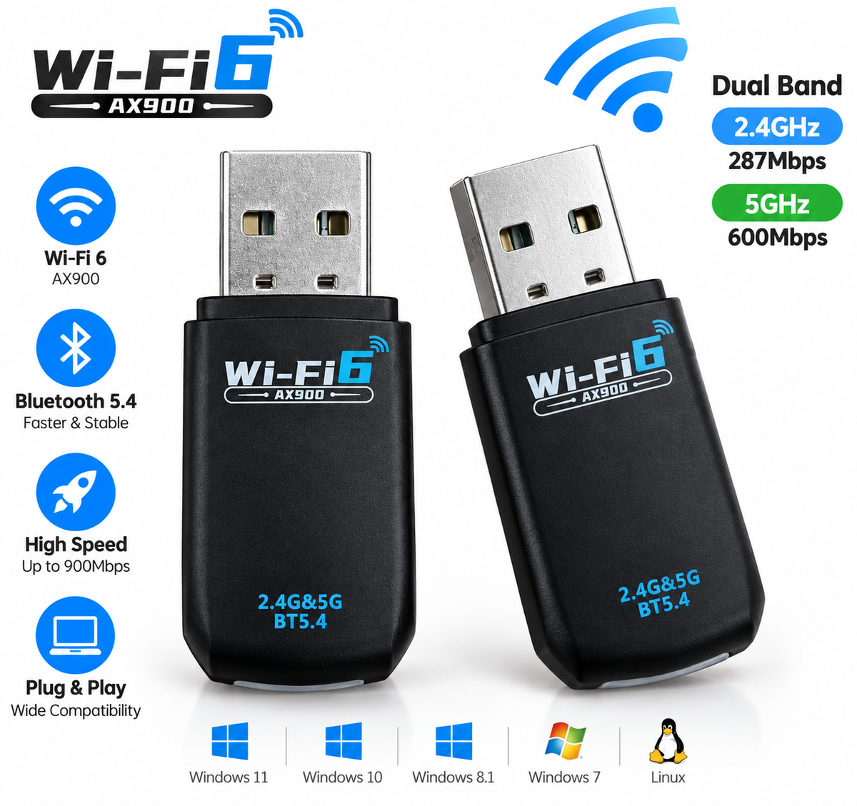 DROSS AX900 WiFi 6 Bluetooth 5.4 USB adapter - photo 4